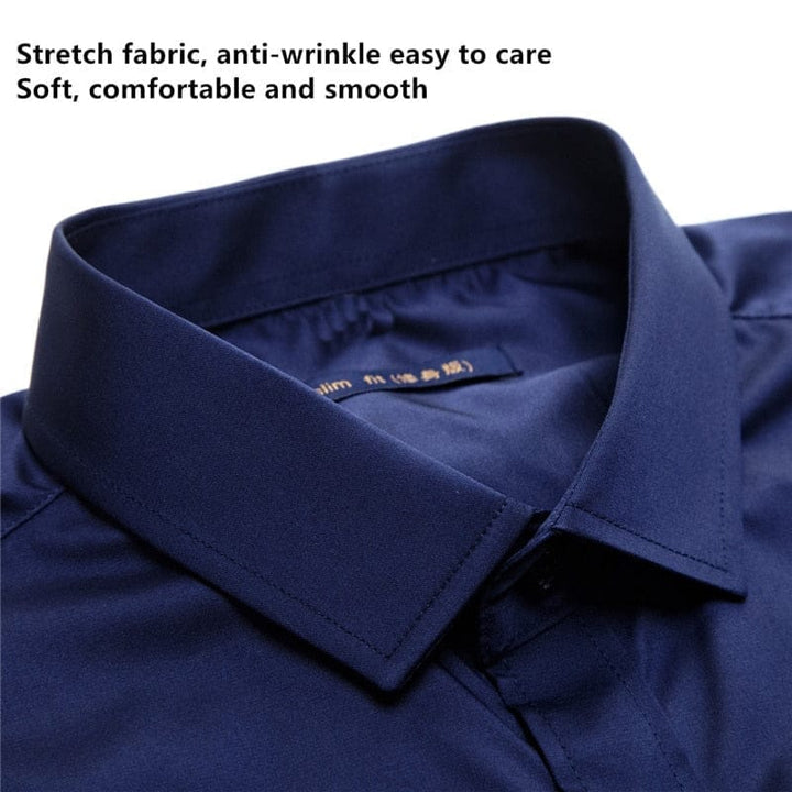 Anti-Wrinkle No-Ironing Elasticity Slim Fit Men Casual Long Sleeved Shirt Bennys Beauty World