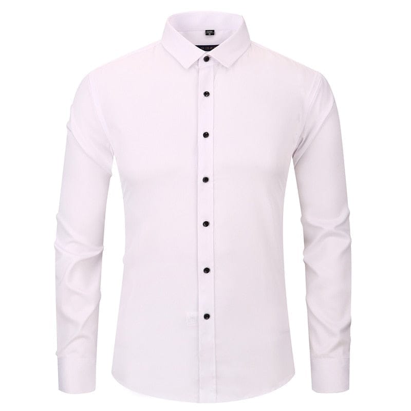 Anti-Wrinkle No-Ironing Elasticity Slim Fit Men Casual Long Sleeved Shirt Bennys Beauty World