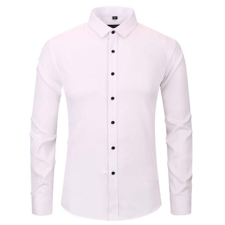 Anti-Wrinkle No-Ironing Elasticity Slim Fit Men Casual Long Sleeved Shirt Bennys Beauty World