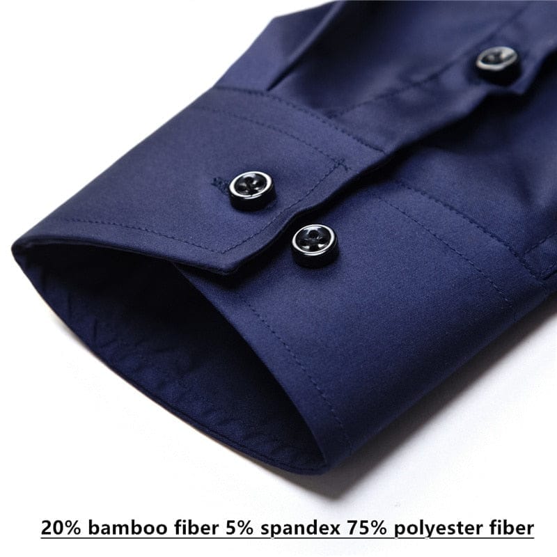 Anti-Wrinkle No-Ironing Elasticity Slim Fit Men Casual Long Sleeved Shirt Bennys Beauty World