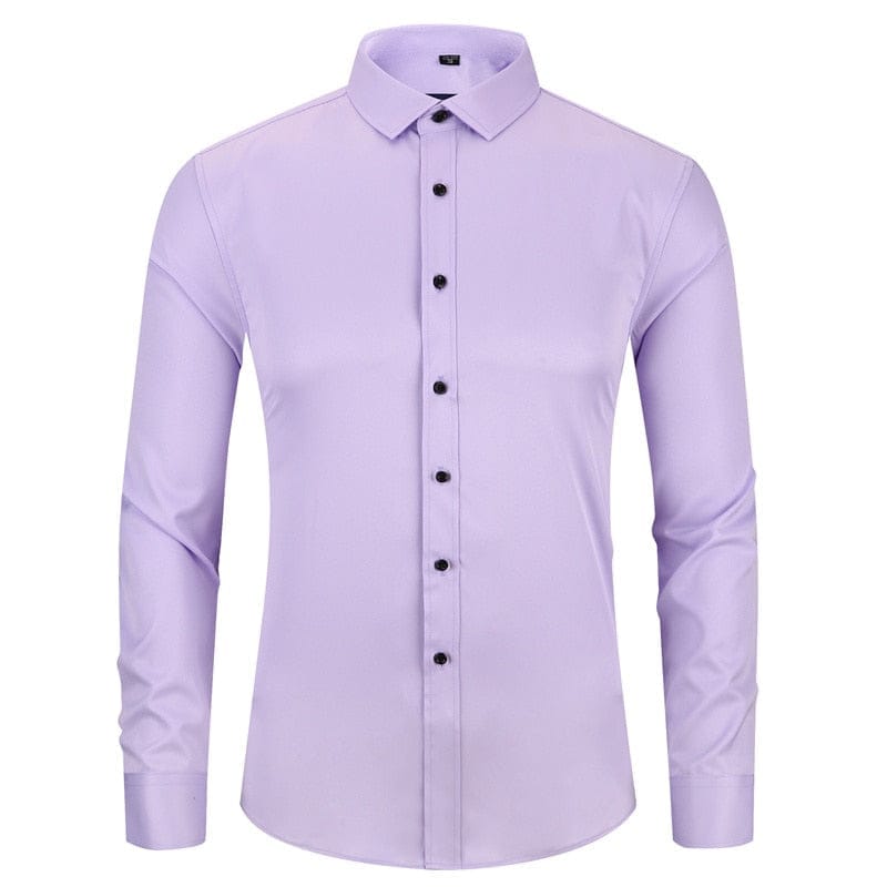 Anti-Wrinkle No-Ironing Elasticity Slim Fit Men Casual Long Sleeved Shirt Bennys Beauty World