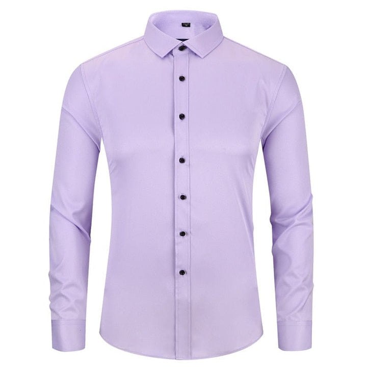 Anti-Wrinkle No-Ironing Elasticity Slim Fit Men Casual Long Sleeved Shirt Bennys Beauty World