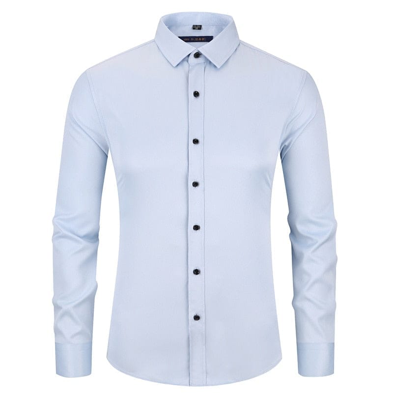 Anti-Wrinkle No-Ironing Elasticity Slim Fit Men Casual Long Sleeved Shirt Bennys Beauty World