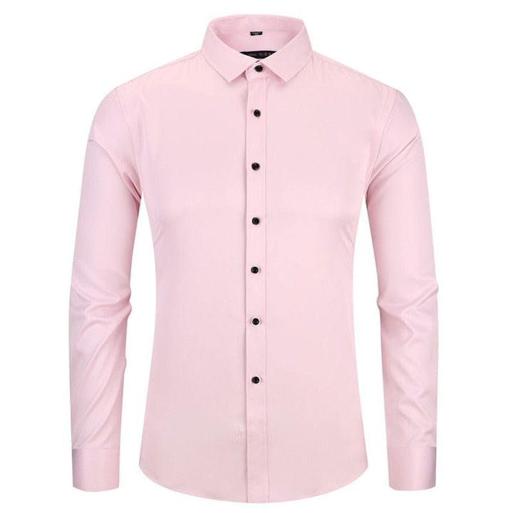 Anti-Wrinkle No-Ironing Elasticity Slim Fit Men Casual Long Sleeved Shirt Bennys Beauty World