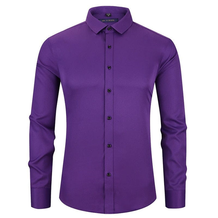 Anti-Wrinkle No-Ironing Elasticity Slim Fit Men Casual Long Sleeved Shirt Bennys Beauty World