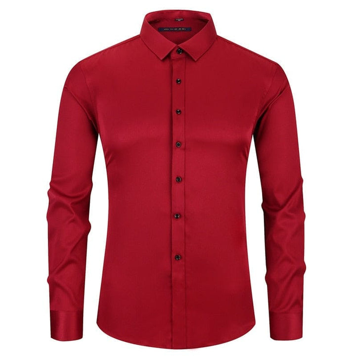 Anti-Wrinkle No-Ironing Elasticity Slim Fit Men Casual Long Sleeved Shirt Bennys Beauty World