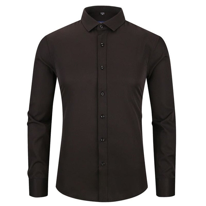 Anti-Wrinkle No-Ironing Elasticity Slim Fit Men Casual Long Sleeved Shirt Bennys Beauty World