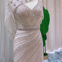 Arabic Champagne Dubai Mermaid Evening Dress With Cape Bennys Beauty World