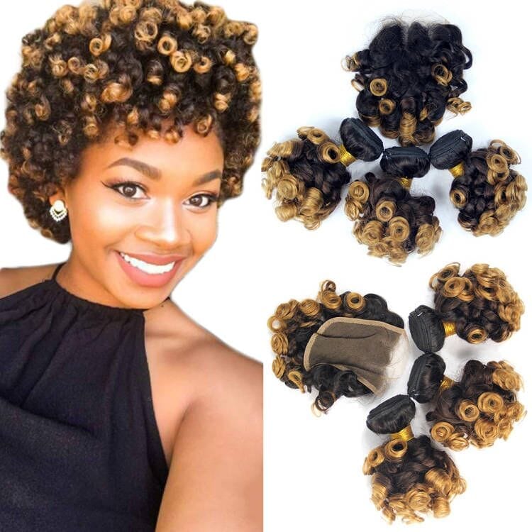 Aunty funmi hair double drawn ombre hair weft with funmi hair closure Bennys Beauty World