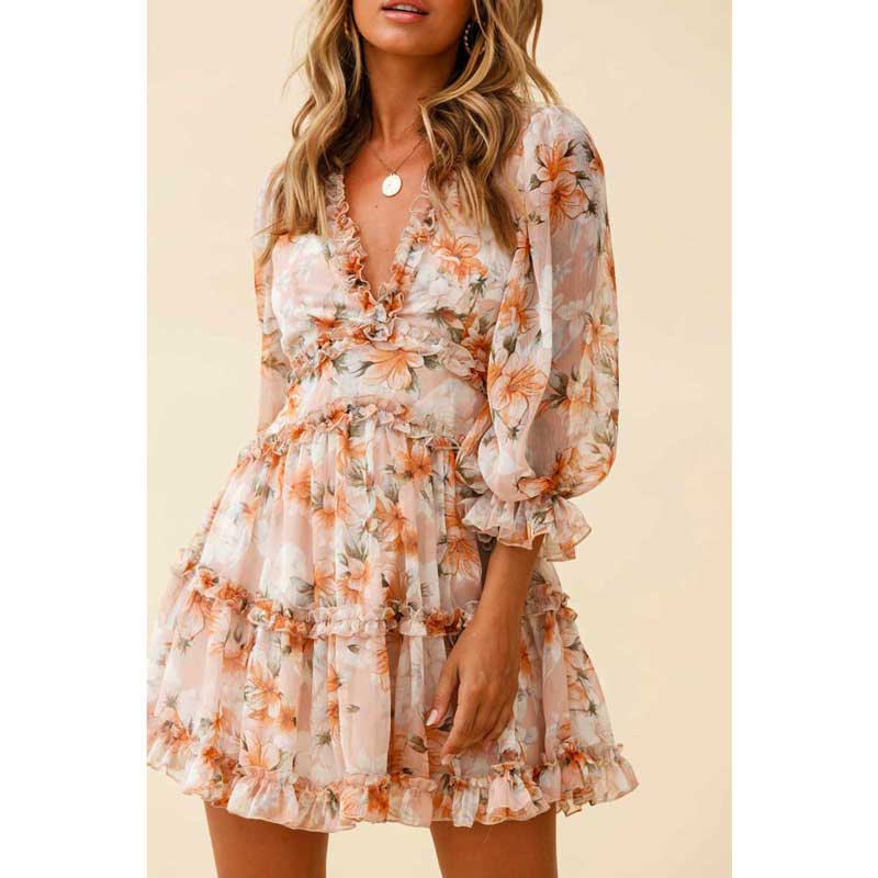 BOHO INSPIRED Harlow Floral Print Ruffle Dress For women Bennys Beauty World