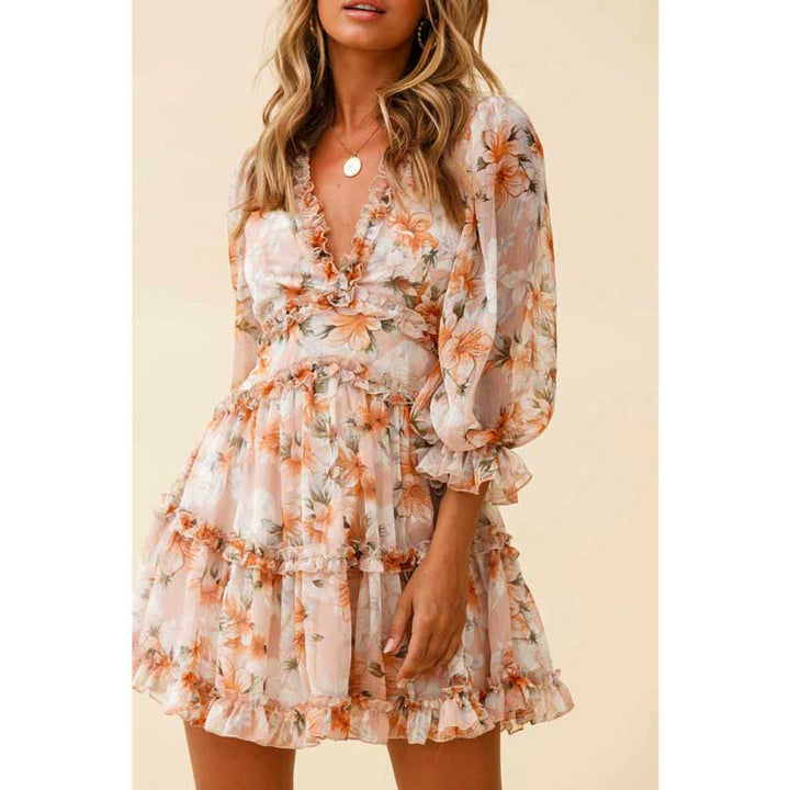 BOHO INSPIRED Harlow Floral Print Ruffle Dress For women Bennys Beauty World