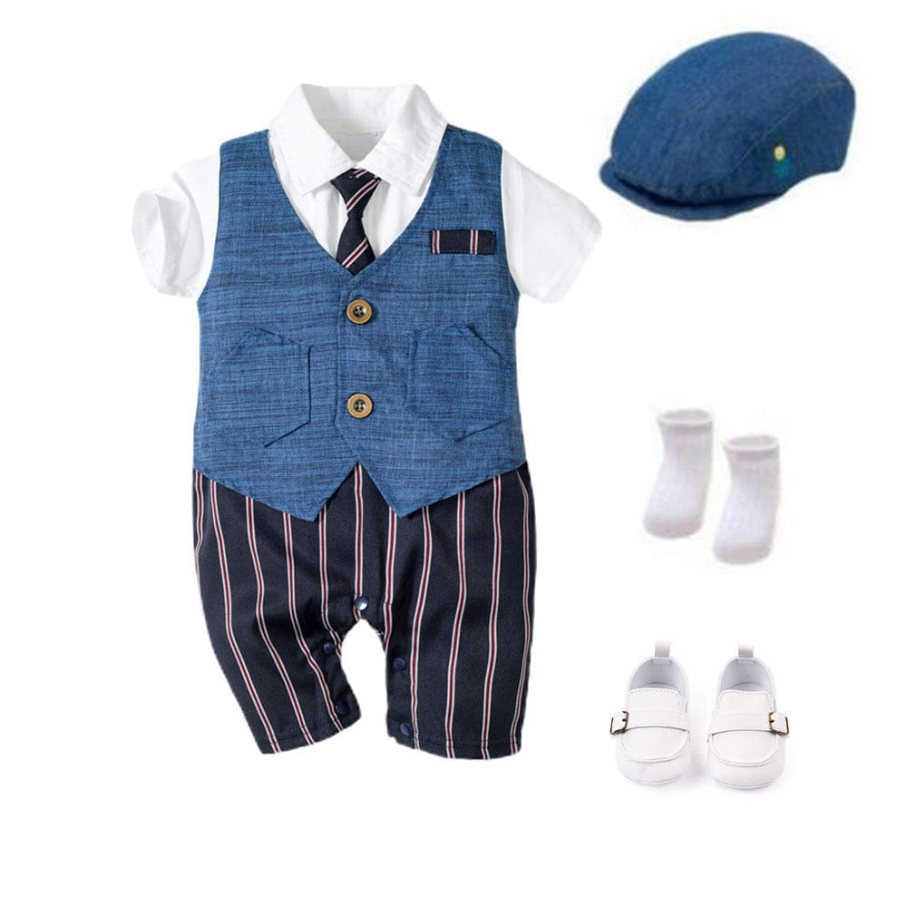 Baby Boy Gentleman Outing Clothes One-Piece Suit Romper Bennys Beauty World