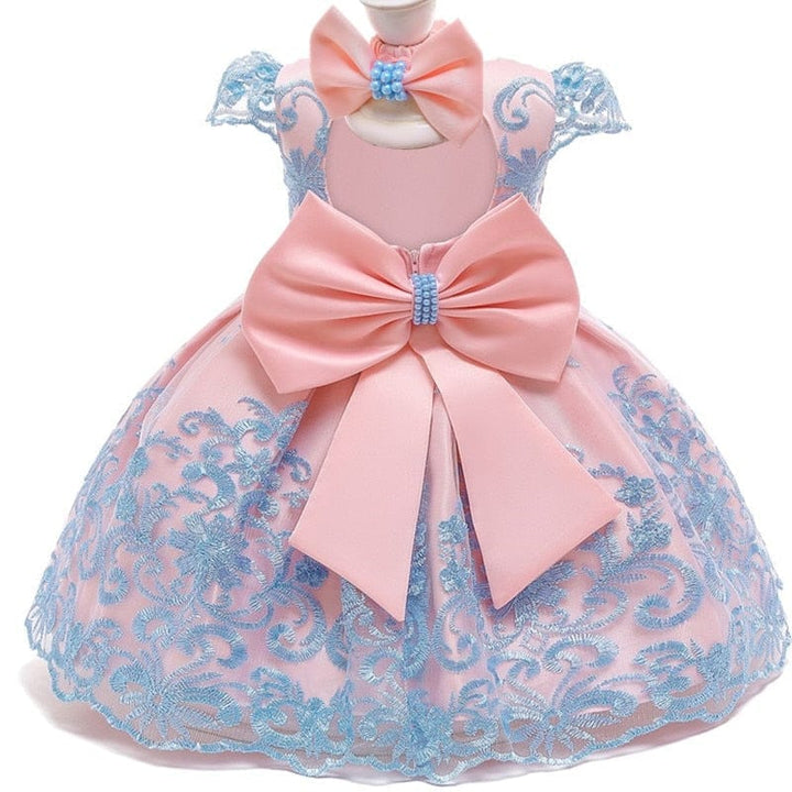 Baby Girl 1st Year Birthday Bow Dress Lace Christening Gown Bennys Beauty World