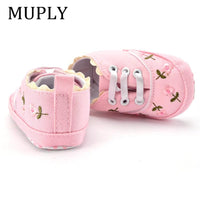 Baby Girl Shoes White Lace Floral Embroidered Soft Shoes Prewalker Shoes Bennys Beauty World