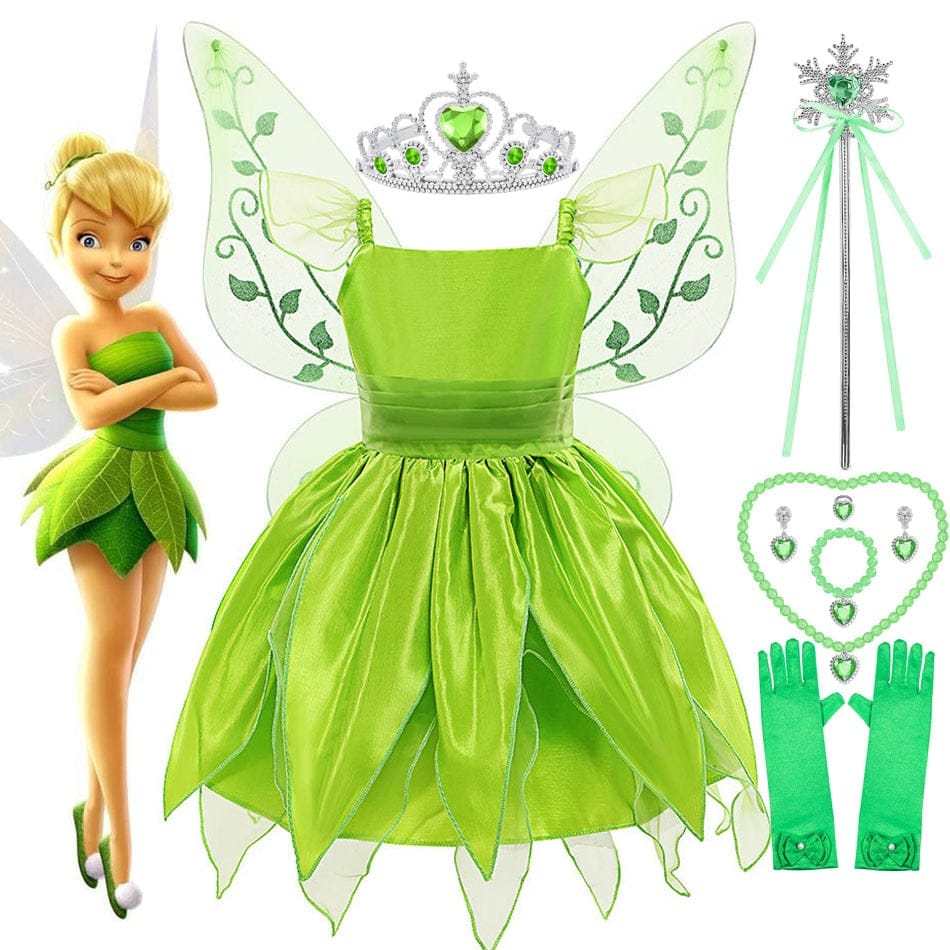 Baby Girl Tinkerbell Costume Kid Green Fairy Princess Dress Bennys Beauty World