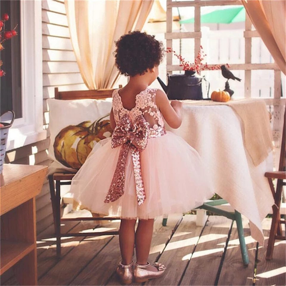 Baby Girl's Christening Gown Lace Sequined Dresses Bennys Beauty World