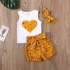 Baby Girl s Clothes Summer Flower Print Peach Heart Sleeveless Tops Bennys Beauty World
