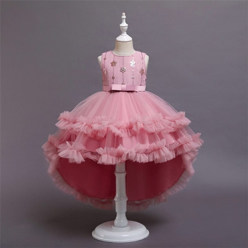 Baby Girls Long Layered Lace Flower Party Dresses Bennys Beauty World