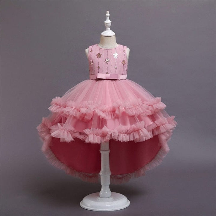 Baby Girls Long Layered Lace Flower Party Dresses Bennys Beauty World