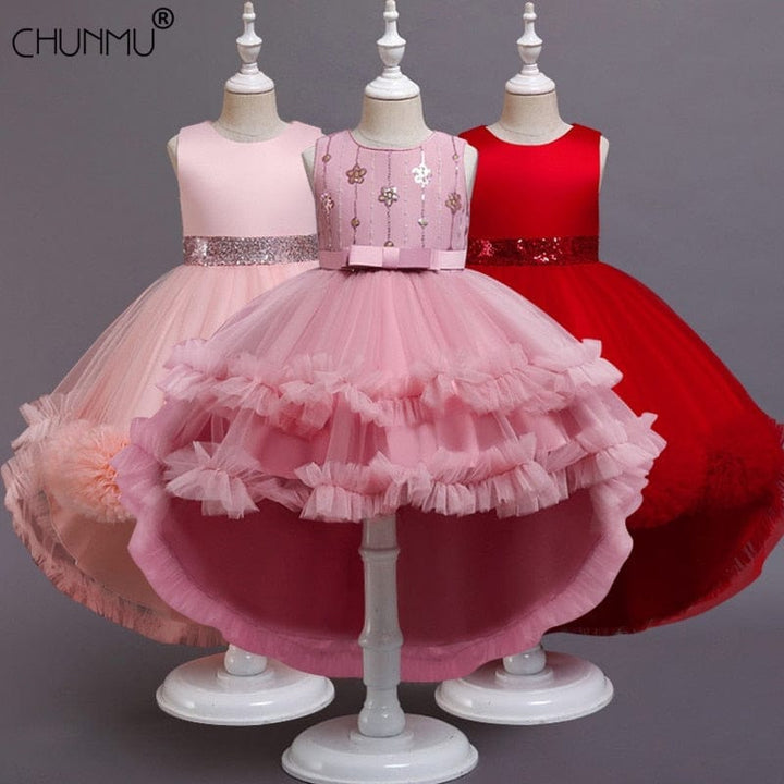 Baby Girls Long Layered Lace Flower Party Dresses Bennys Beauty World