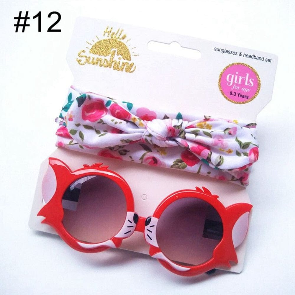 Baby Girls Sunglasses Hair Band Set And Anti-UV Cartoon Glasses Bennys Beauty World