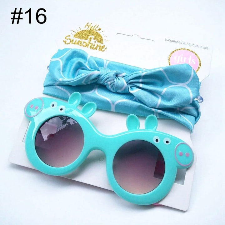 Baby Girls Sunglasses Hair Band Set And Anti-UV Cartoon Glasses Bennys Beauty World