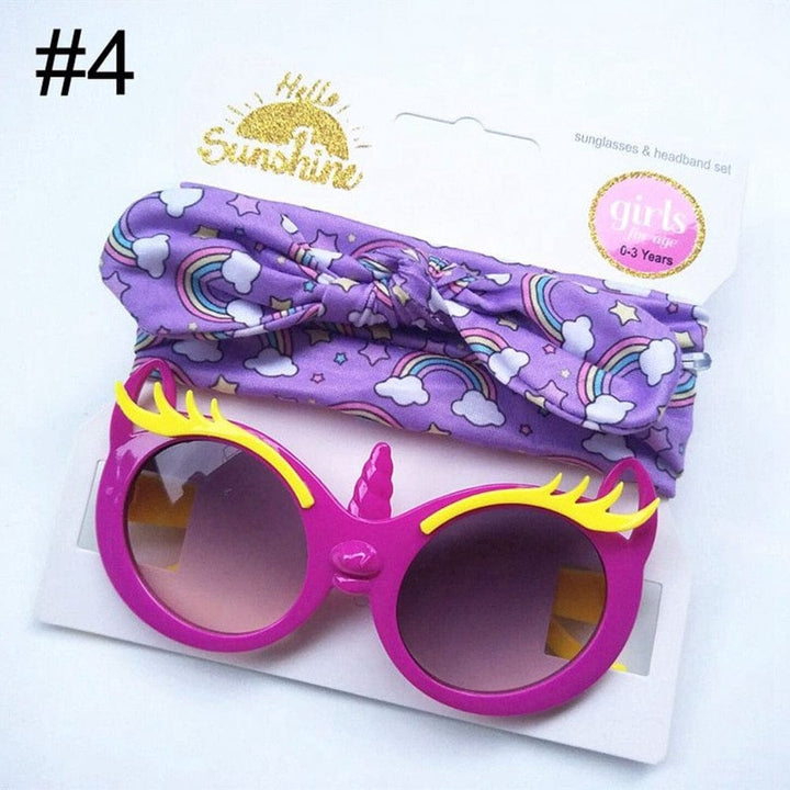 Baby Girls Sunglasses Hair Band Set And Anti-UV Cartoon Glasses Bennys Beauty World