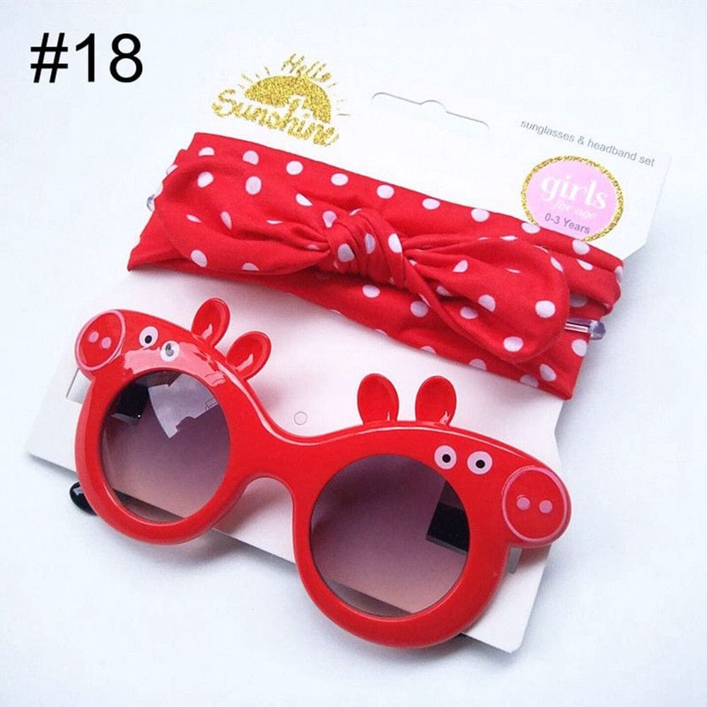 Baby Girls Sunglasses Hair Band Set And Anti-UV Cartoon Glasses Bennys Beauty World