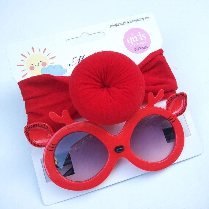 Baby Girls Sunglasses Hair Band Set And Anti-UV Cartoon Glasses Bennys Beauty World