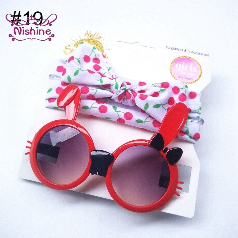 Baby Girls Sunglasses Hair Band Set And Anti-UV Cartoon Glasses Bennys Beauty World