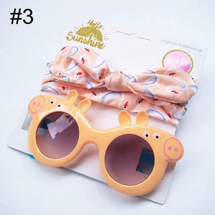 Baby Girls Sunglasses Hair Band Set And Anti-UV Cartoon Glasses Bennys Beauty World