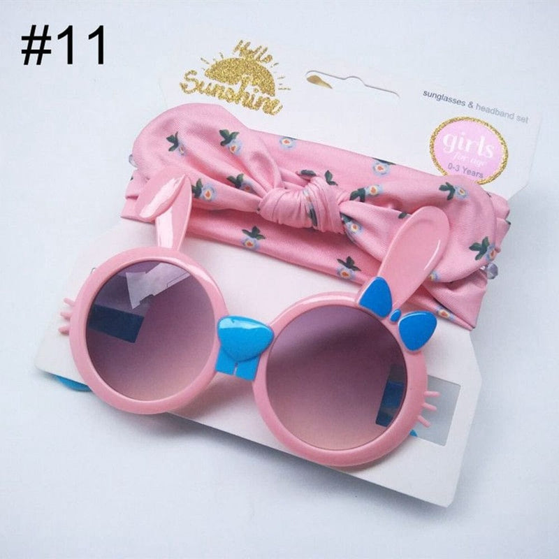 Baby Girls Sunglasses Hair Band Set And Anti-UV Cartoon Glasses Bennys Beauty World