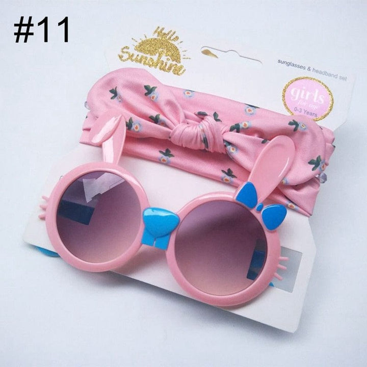 Baby Girls Sunglasses Hair Band Set And Anti-UV Cartoon Glasses Bennys Beauty World