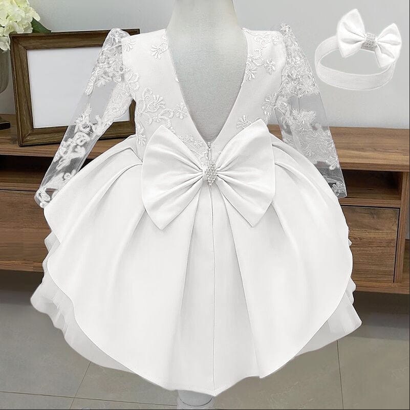 Baby Girls White Baptism Birthday Princess Dress Bennys Beauty World