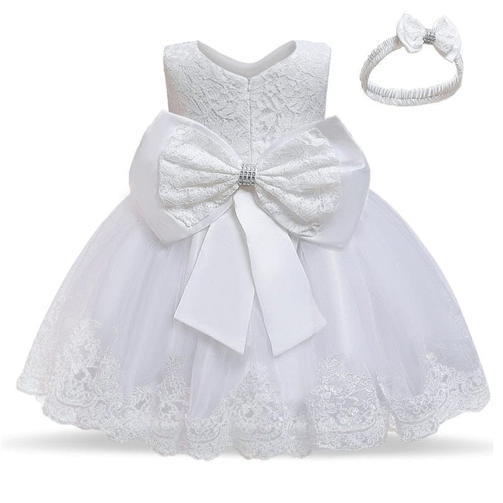 Baby Girls White Baptism Birthday Princess Dress Bennys Beauty World