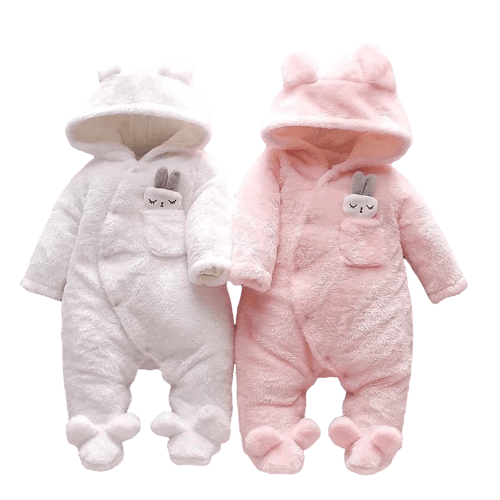 Baby Solid Fleece Hooded Jumpsuit Bennys Beauty World