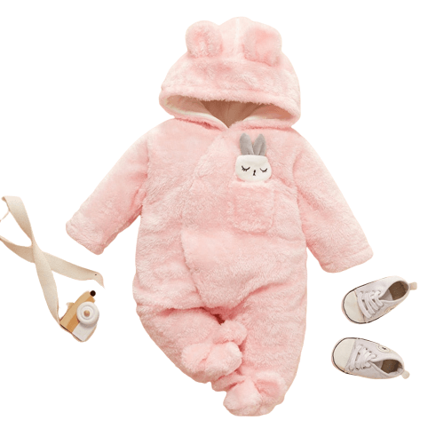 Baby Solid Fleece Hooded Jumpsuit Bennys Beauty World