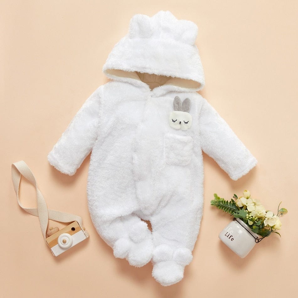 Baby Solid Fleece Hooded Jumpsuit Bennys Beauty World