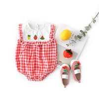 Baby plaid lace sleeves baby triangle romper baby kite clothes Bennys Beauty World