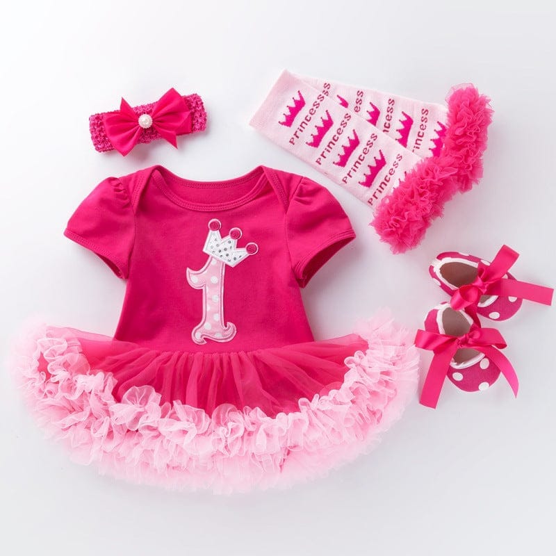 Baby short-sleeved high quality first birthday tutu dress Bennys Beauty World