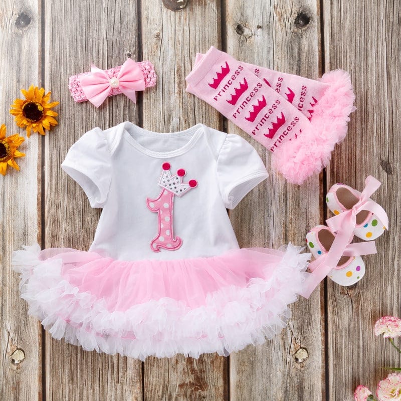 Baby short-sleeved high quality first birthday tutu dress Bennys Beauty World