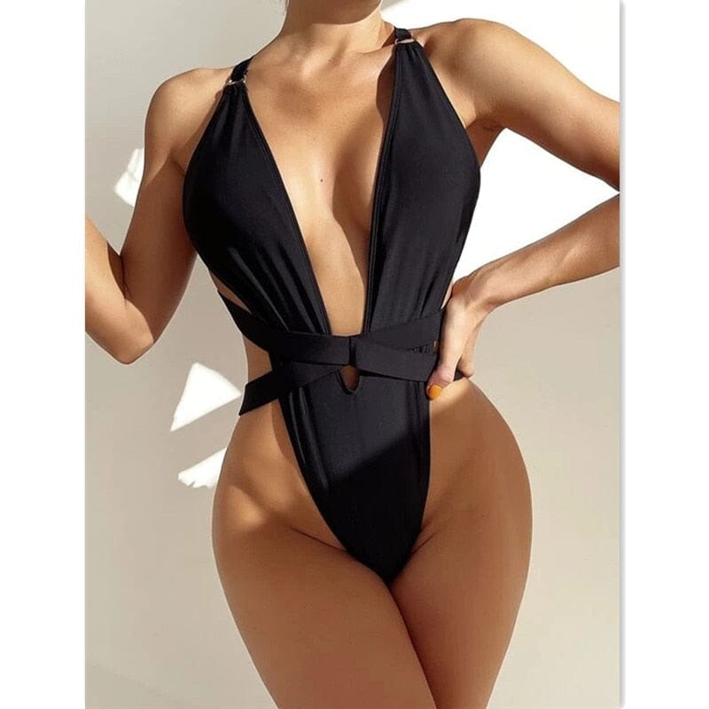 Backless Black Swimwear One Piece Women Swimsuit Bennys Beauty World