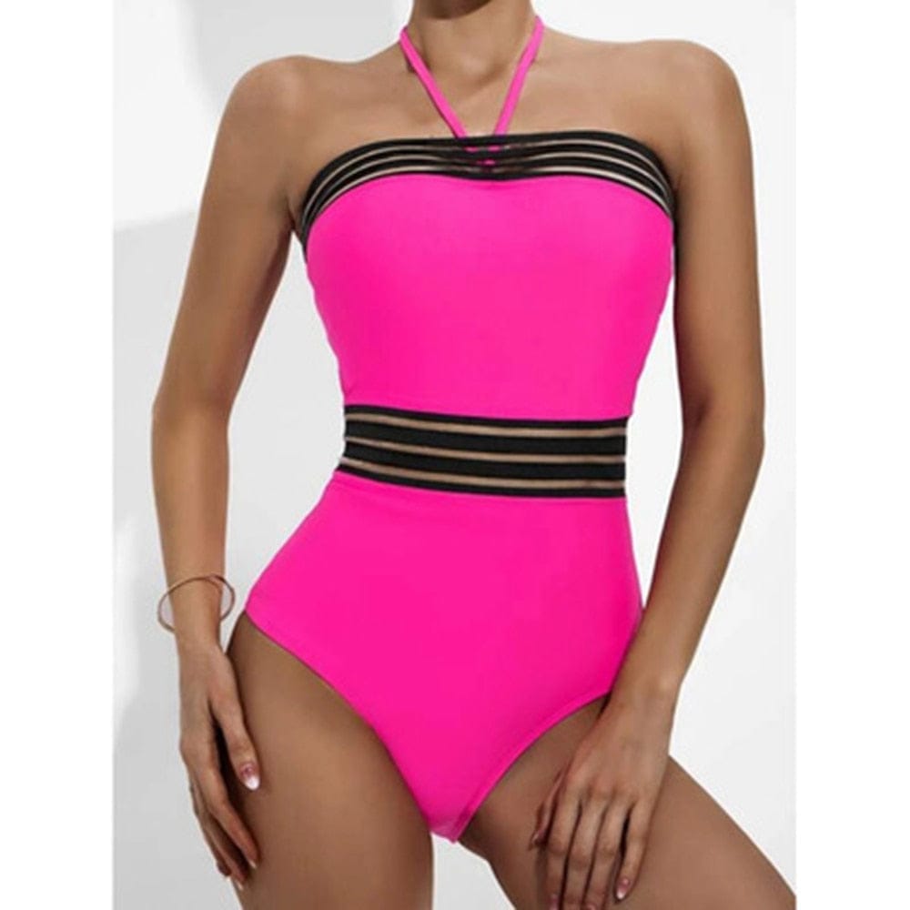 Pink and black bathing on sale suit