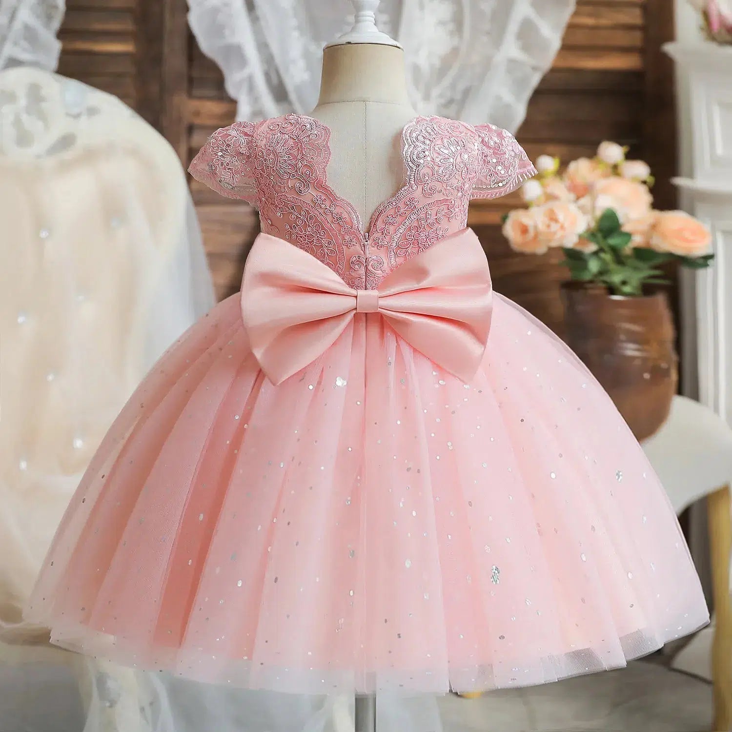 Backless Bow Baby Girls Dresses