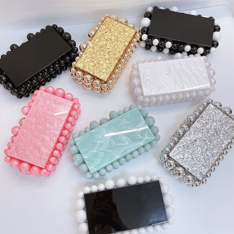 Beaded Acrylic Clutch Bag Luxury Gold And Silver Party Purses And Handbags Bennys Beauty World