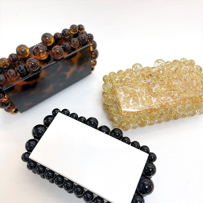 Beaded Acrylic Clutch Bag Luxury Gold And Silver Party Purses And Handbags Bennys Beauty World