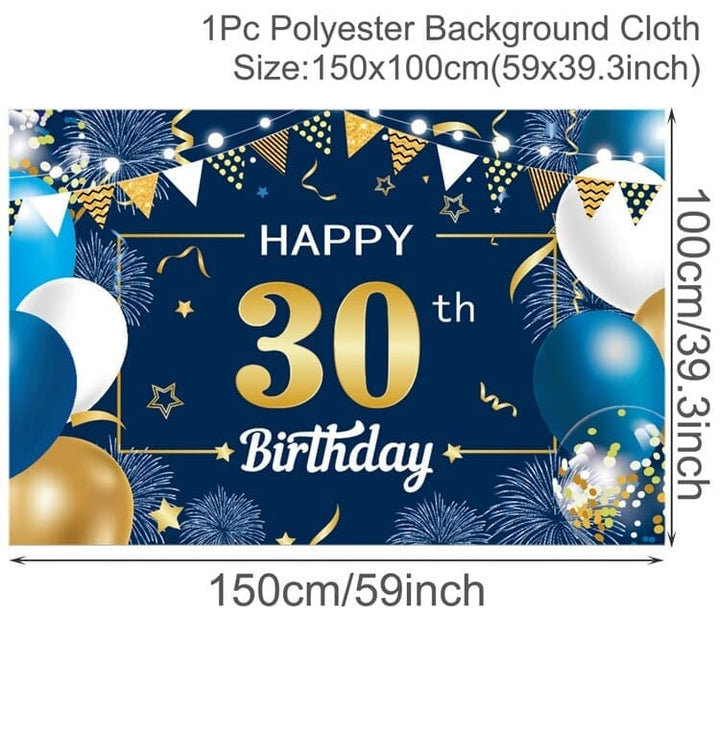 Birthday Backdrop Banner Adult Happy Birthday Party Decoration Bennys Beauty World