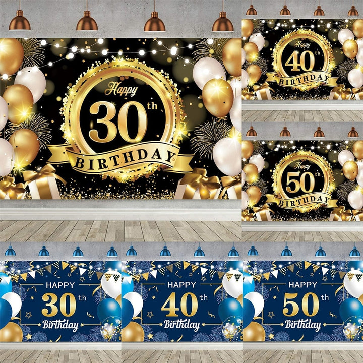 Birthday Backdrop Banner Adult Happy Birthday Party Decoration Bennys Beauty World