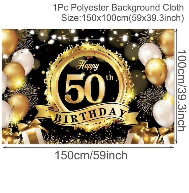 Birthday Backdrop Banner Adult Happy Birthday Party Decoration Bennys Beauty World