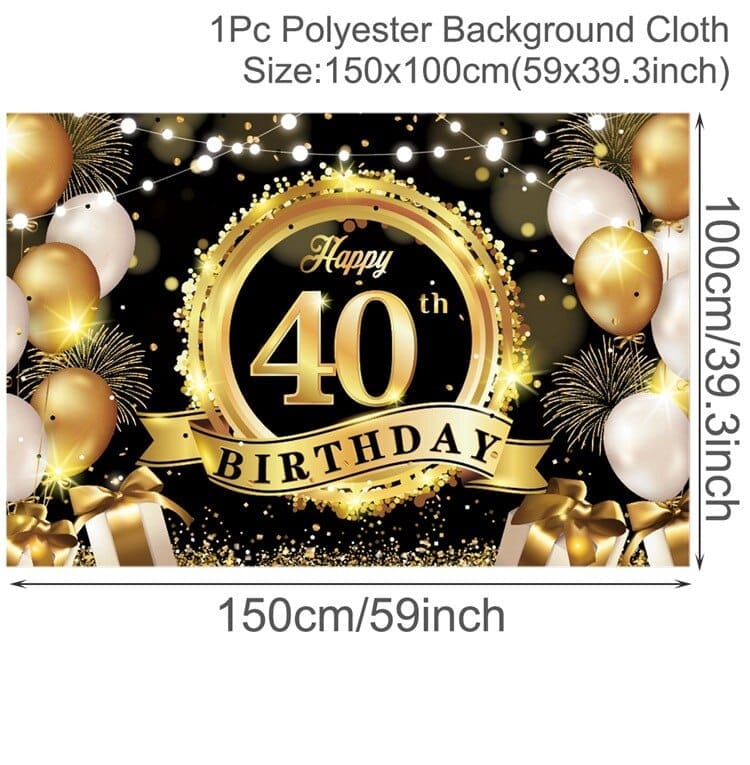 Birthday Backdrop Banner Adult Happy Birthday Party Decoration Bennys Beauty World